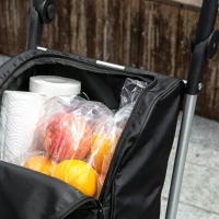 HOMCOM Boodschappentrolley, 46 liter tas, inklapbare winkelwagen met koeltas, verstelbare handgreep, aluminium frame, zwart(m-12)