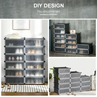 HOMCOM Armoire meuble à chaussures modulable 94L x 37l x 108H cm 12 cubes rectangulaires capacité 24 paires de chaussures(m-5)