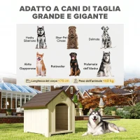 PawHut Cuccia per Cani Rialzata con Tetto Inclinato e Prese d'Aria, in PP, 102x94x103 cm, Beige e Marrone Scuro(m-5)