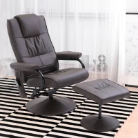 HOMCOM Massagestoel Relaxstoel, incl. voetenkruk, 10 vibratiepunten, 1 afstandsbediening; 77 cm x 84 cm x 95 cm, Bruin(m-2)