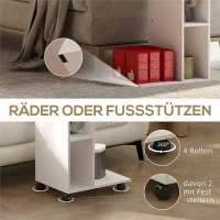 HOMCOM Bijzettafel, C-vormige Serveerwagen, 4 Wielen, 3 Vakken, 40 x 30 x 69 cm, Wit(m-7)