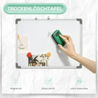 HOMCOM Magnetisch Whiteboard, Gemakkelijk te Wissen, Met 4 Markers, 10 Magneten, 1 Gum, 60 x 1,8 x 45 cm(m-4)