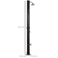 Outsunny Doccia Solare da 20L con Rubinetto Inferiore e Temperatura Regolabile, in Lega di Zinco, 15.5x15.5x222 cm, Nero(m-3)