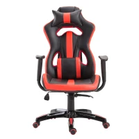HOMCOM Silla Gaming Profesional Silla de Juego Oficina Ergonómica Estilo Deportivo Giratorio Reposacabezas y Cojín Lumbar Reclinable Altura Ajustable Cuero Sintético PU(m-1)