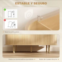 HOMCOM Aparador con Puertas Tambour Deslizantes 4 Compartimentos y Patas de Madera 120x40x78 cm Roble(m-7)