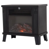 HOMCOM Camino Elettrico da Terra Moderno 600W/1200W con Effetto Fiamma, Caminetto Elettrico con Protezione da Surriscaldamento e Antiribaltamento, 34x17x31 cm, Nero(m-7)
