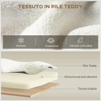 HOMCOM Poltrona Moderna con Spazio Contenitore a Scomparsa e Cuscino, Rivestimento in Pile Teddy, 76x77x95 cm, Crema(m-3)