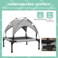 PawHut Hondenbed met Dak, Ademend, Waterafstotend, tot 20 kg, 76 x 61 x 69,5 cm, Lichtgrijs(m-5)