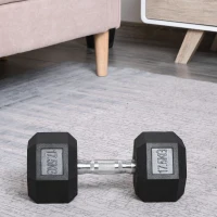 HOMCOM 17.5KG Single Rubber Hex Dumbbell Portable Hand Weights Dumbbell Home Gym(m-2)