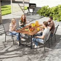 Outsunny Tuinstoelen 4-delige Set Stapelbare Terrasstoelen met Ademend Rugvlak, Armleuningen 120 kg Draagvermogen(m-9)
