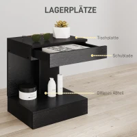 HOMCOM Nachtkastje, Bijzettafel met Lade en Open Opbergruimte, Modern Sofa Tafel met Schap voor Verschillende Ruimtes, Zwart(m-4)