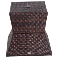 Outsunny Pied de parasol table basse 2 en 1 étagère inférieure intégrée résine tressée imitation rotin PE dim. 54L x 54l x 55H cm marron(m-6)