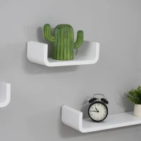 HOMCOM Floating Shelves, Set of 3 Wall Shelf, Shelves for Wall Invisible Mounting, Bedroom Living Room, White(m-9)