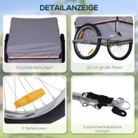 HOMCOM Transportaanhanger fietsaanhanger fiets opvouwbaar CargoTrailer grijs(m-6)