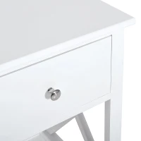 HOMCOM End Table, Sofa Side Table with Drawer X Bar Bottom Storage Shelf, Nightstand Bedside Table for Bedroom or Living Room White(m-8)
