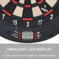HOMCOM Elektronisch dartbord dartschijf dartset met 6 darts zwart + oranje 8 spelers(m-7)