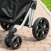 HOMCOM Boodschappentrolley, 46 liter tas, inklapbare winkelwagen met koeltas, verstelbare handgreep, aluminium frame, zwart(m-11)