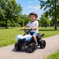 AIYAPLAY 6V Kids ATV, 4 Wheeler Electric Ride on Car with Music and LED Headlights, for Ages 18-56 Months Boys and Girls, White(m-8)