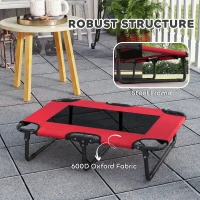 PawHut Portable Raised Dog Bed, Elevated Pet Cot with Breathable Mesh for Indoor Outdoor, for Small Medium Dogs, Red(m-5)