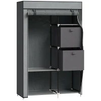HOMCOM Opvouwbare stoffen kledingkast met 1 kledingstang, 6 planken, 102 x 42,5 x 162,5 cm, grijs(m-1)