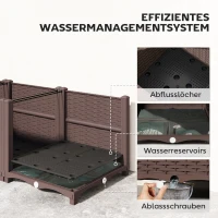 Outsunny Hoogbed Kunststof, modulair plantenbed met zelfbewateringssysteem 120 x 40 x 37 cm Bruin(m-6)