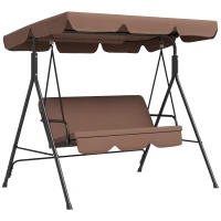 Outsunny Hollywoodschommel Tuinschommel 3-Zitter, weerbestendig, verstelbaar dak, 172 x 110 x 153, Bruin(m-11)