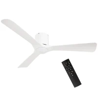 HOMCOM Ventilateur de plafond réversible avec lumière LED 6 vitesses silencieux télécommande diamètre 132 cm blanc(m-12)