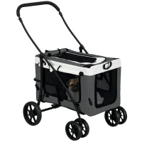PawHut Poussette pliable animaux chien chat nacelle amovible bandoulières 4 roues 81 x 58 x 97,5 cm gris(m-11)