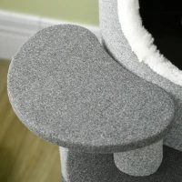 PawHut Kattenkrabpaal Krabton, 2 Kattenholen, 4 Ligplekken, 4 Krabpalen, 57 x 57 x 99 cm, Grijs + Wit(m-9)