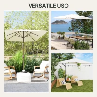Outsunny Telo di Ricambio per Ombrellone Rettangolare 3x2 m a 6 Stecche, Poliestere Anti UV 50+, Beige(m-4)