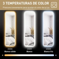 HOMCOM Espejo de Cuerpo Entero con Luz LED 150x40 cm con Iluminación de 3 Colores Función de Memoria Transparente(m-6)
