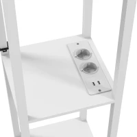 HOMCOM Vloerlamp met 3-laags rek, voetschakelaar, USB-poorten, MDF, wit(m-9)