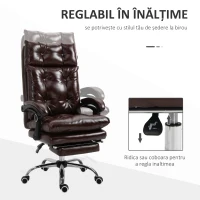Vinsetto Scaun de Birou Ergonomic Suport pentru picioare Detasabil Inaltime Reglabila Maro(m-8)