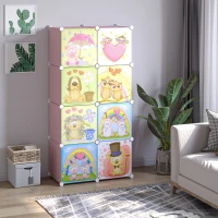 HOMCOM Mobile Scarpiera Modulare Salvaspazio, 6 Cubi 35x45x35 cm in Acciaio e PP, 74x47x144 cm, Rosa(m-10)