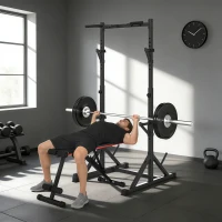 SPORTNOW Halterstandaard 2 niveaus schijfopslag van staal halterhouder tot 200 kg belastbaar Squat Rack(m-8)