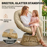 Outsunny Rotan draaifauteuil voor buiten, Boho-stijl, weerbestendig, 85 cm x 70 cm x 82 cm, Crème + Natuur(m-7)