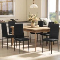 HOMCOM Pack de 6 Sillas de Comedor Modernas Tapizadas en Lino Sintético con Respaldo Alto y Patas de Metal 41x50x97 cm Negro(m-10)