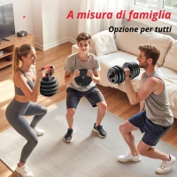Set di manubri regolabile 5‑in‑1, set da 2, ammortizzante, salva-pavimento, anti-ruggine e inodore, 57,5x29x17,5 cm, Nero(m-6)