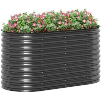 Outsunny Plantenbak, metalen bloembak met veiligheidsrand en handschoenen, open bodem, 160B x 80T x 80H cm, donkergrijs(m-10)