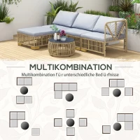 Outsunny Tuinset, 5-delig, inclusief zitkussen, kunstrotan, roestvrijstalen frame, lichtgrijs(m-6)