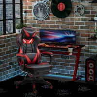 Vinsetto Computer Gaming Chair, Racing Desk Chair with Lumbar Support and Footrest, PU Leather Gamer Chair with Headrest and Swivel Wheels for Home, Red(m-10)