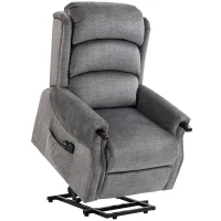 HOMCOM Power Lift Recliner with Vibration Massage and Heat, Lift Chair for Tall with Wood Grip, Pocket Spring, Light Grey(m-1)