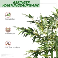 HOMCOM Kunstmatige Bamboe, Kunstplant, Decoratieplant, Echt Uiterlijk, Onderhoudsvriendelijk, Voor Thuisgebruik, 180 cm Hoog, Groen(m-5)