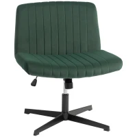 HOMCOM Flannel Criss Cross Legged Desk Chair, Armless Office Chair No Wheels, Green(m-15)