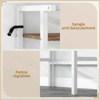 HOMCOM Étagère de Machine à Laver 3 Niveaux, Meuble pour Lave-Linge et Sèche-Linge avec Barre de Suspension, Marron et Blanc(m-7)