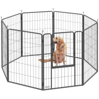 PawHut Puppyren 8-Vormig met Deur en Grondpinnen, Flexibel en Opvouwbaar 100cm Hoog(m-11)