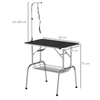 PawHut Aluminium trimtafel dierenverzorging scheertafel met korf in hoogte verstelbaar zwart(m-3)