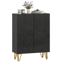 HOMCOM Schoenenkast met 2 Deuren, Schoenenrek, Schoenenopberging met 3 Verstelbare Planken 72 x 31,5 x 95 cm, Zwart(m-10)
