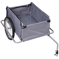 HOMCOM Transportaanhanger fietsaanhanger fiets opvouwbaar CargoTrailer grijs(m-10)