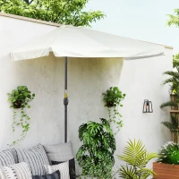 Outsunny Ombrellone Semicircolare per Parete da Terrazza e Giardino con Manovella, 2.5x2.3 m, Crema(m-10)